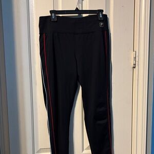 Fila Black Leggings with Red & Blue Stripe